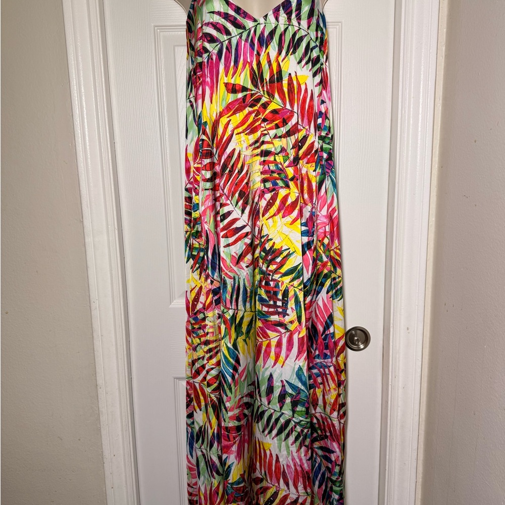 NICOLE MILLER NEW YORK Women's tropical print Maxi Dress sleeveless sz XS